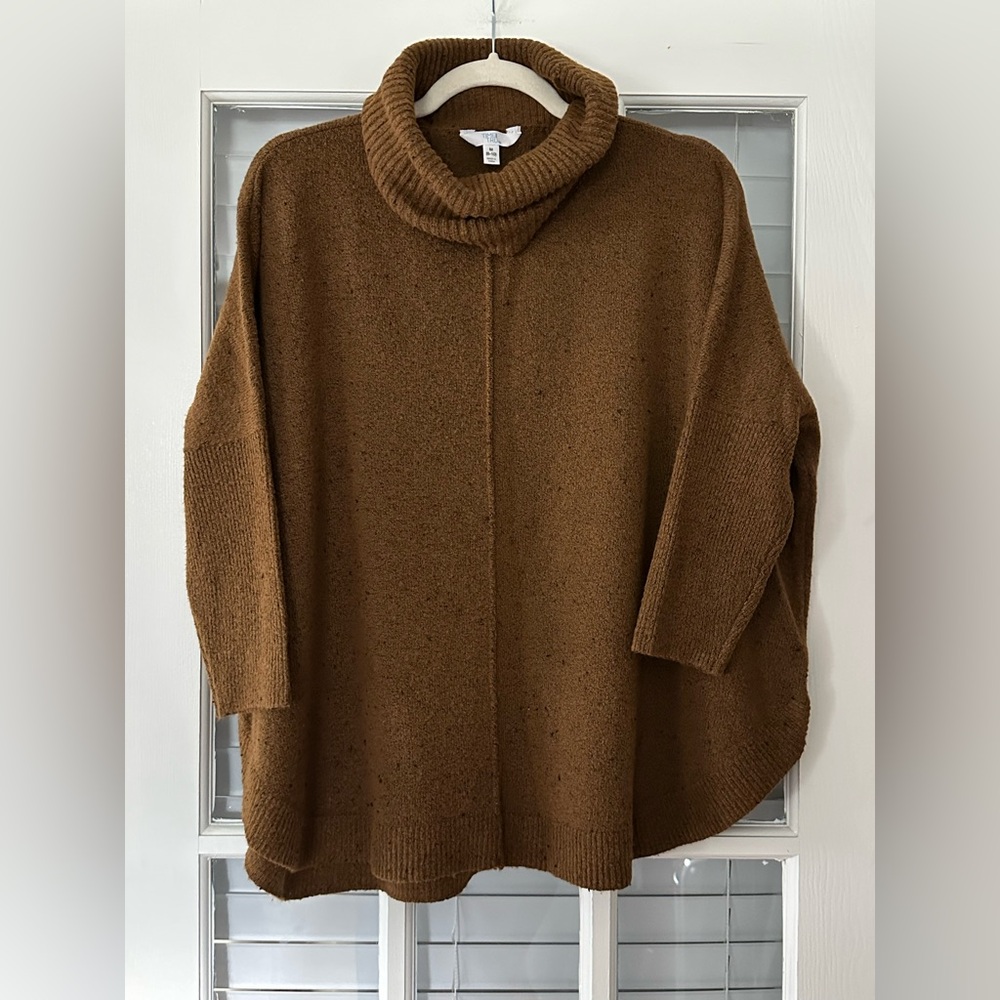 Time And Tru Women’s M (8-10) 3/4 Sleeve Brown Cowl Neck Sweater | SKU 0226
